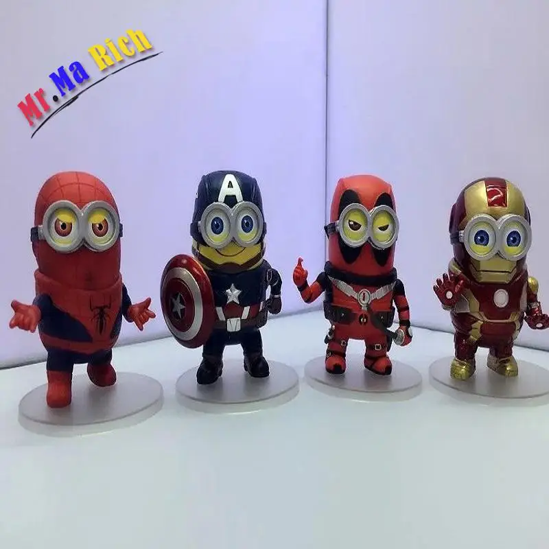 4 Pz Фигурки Мстителей Q Versione Миньон Дэдпул гиокаттоли модельло бамболе ди вендита