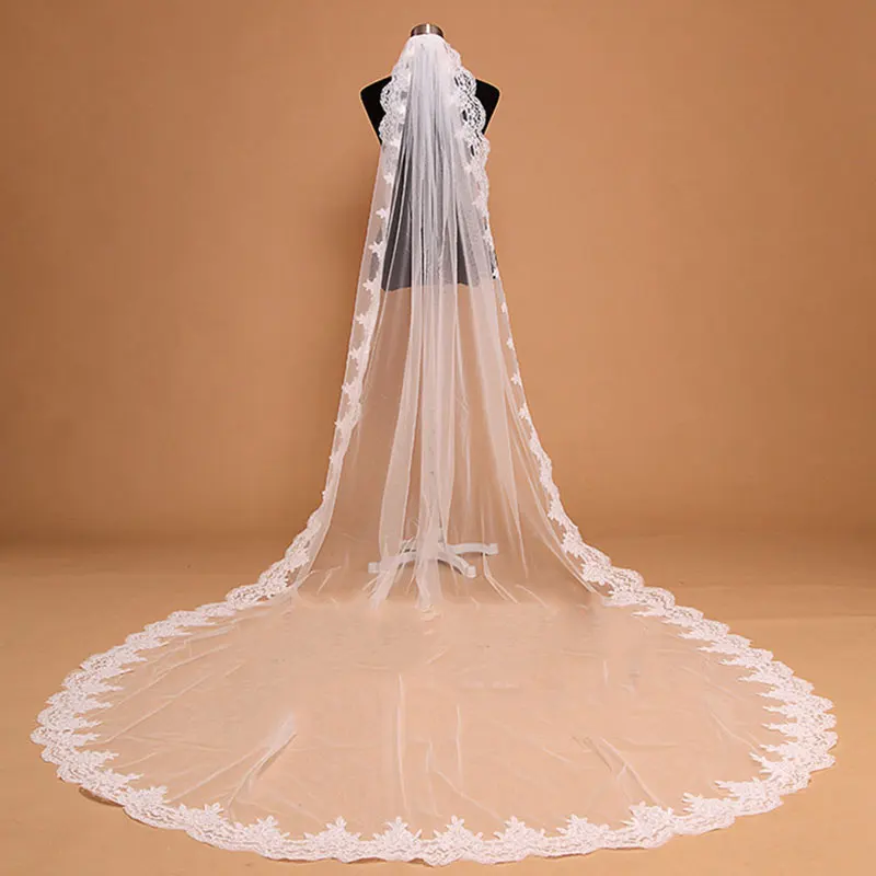 Французская кружевная Фата с аппликацией 4 м|mantilla veil|bridal mantilla veilveil with comb |