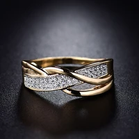 high quality engagement valentine present size 6 7 8 9 10 hot sale 1pc cross exquesite wedding rings golden crystal