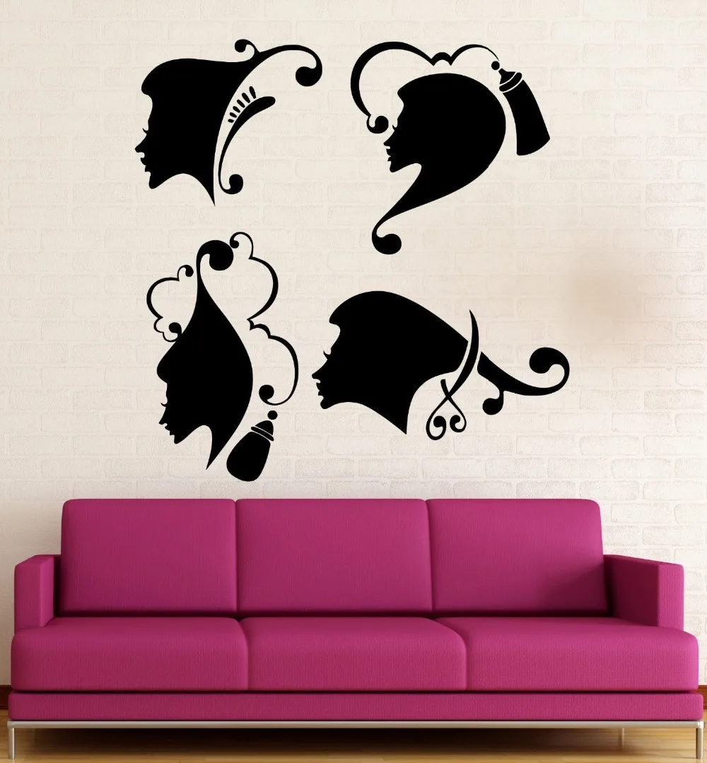 

Wall Sticker Vinyl Decal Salon Spa Barbershop Hairdresser Hair Pattern Single-piece Package Modern Mirage of Beauty Plastic LXS