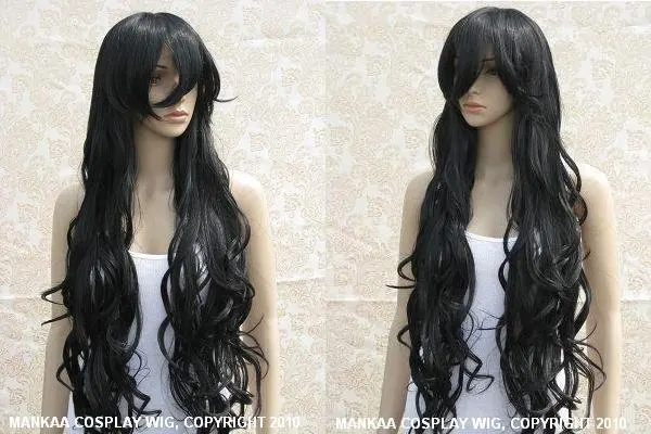 LL 34 &quotдлинные волнистые вьющиеся Черные взрыва косплей парик волос |