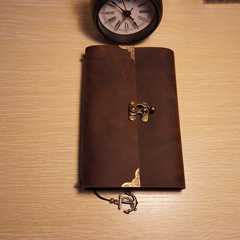 Блокнот ручной работы из натуральной кожи винтажный дневник черного цвета с