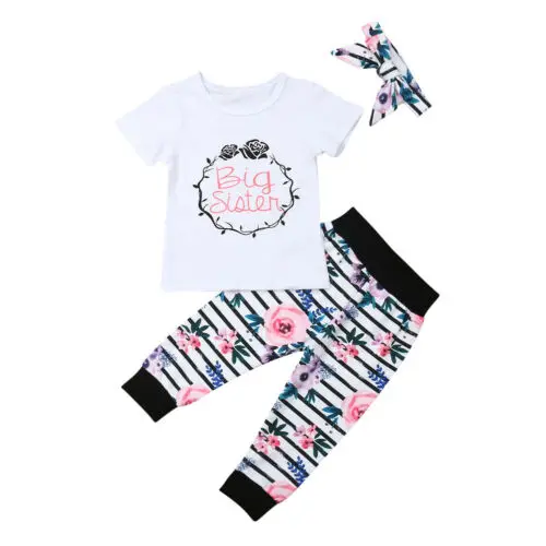 Комплект детской одежды из 3 предметов топы с цветочным рисунком для малышей