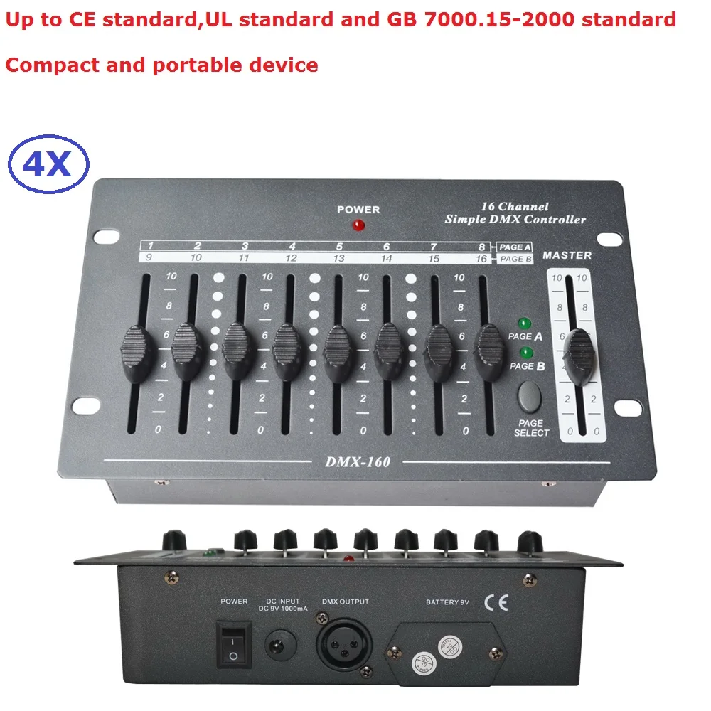 4XLot New 16 Channel Simple DMX Controller Control Moving Head Led Par Stage Lights Consoles DJ Disco Equipments | Освещение