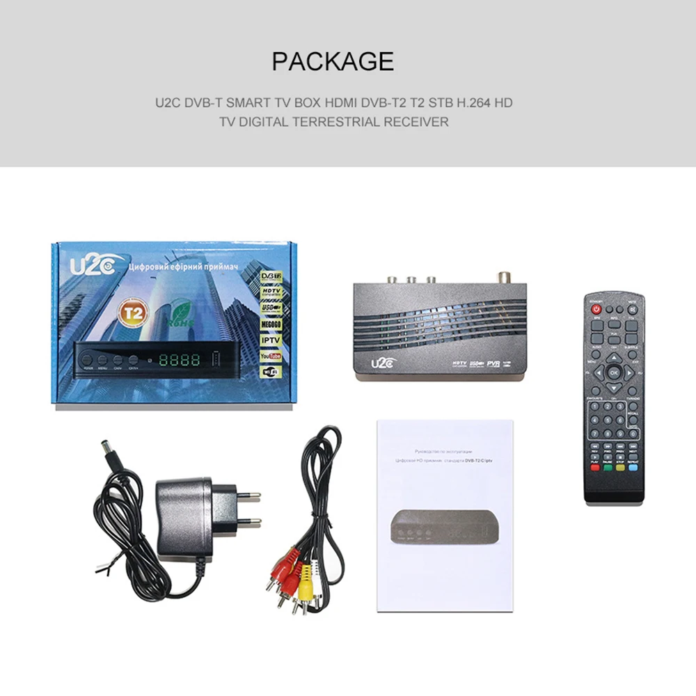 U2C DVB 115 T2 HDMI 1080P 4K tv Stick Поддержка Английский Испанский Русский ТВ приемник с пультом дистанционного управления