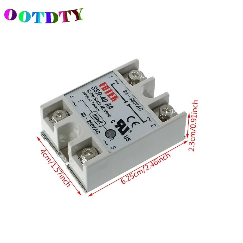 OOTDTY 1 шт. SSR 40 AA AC металлический базовый твердотельный релейный модуль 40AA 40A выход 24