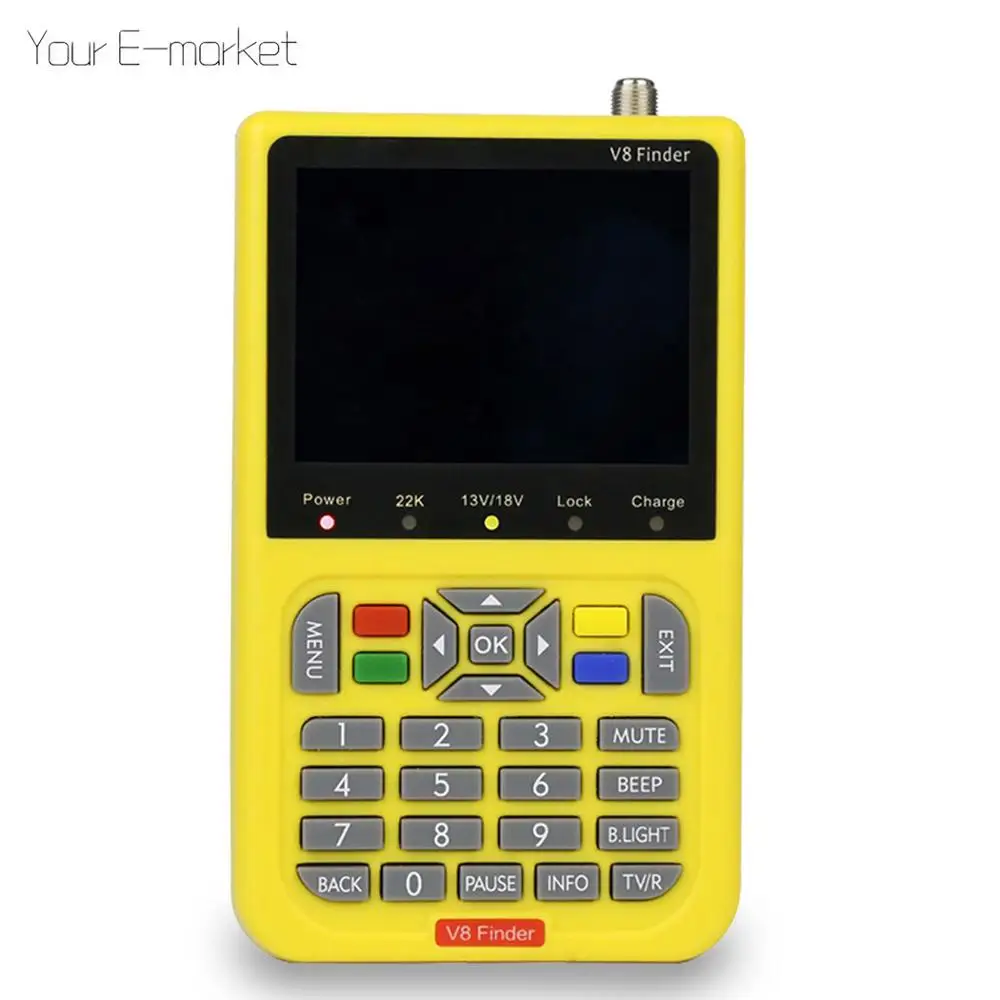 Satxtrem V8 Finder DVB-S2 спутниковый сигнал Finder спутниковый измеритель Sat Finder 1080P FTA 3," ЖК-дисплей для Satelite ресивер HD - Цвет: Yellow
