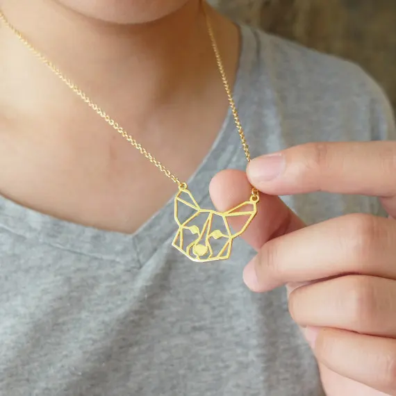 

New Trendy Gold Silver Personalized Corgi Origami Necklace Animal Pendant Hunger Games Necklace Women Best Friend