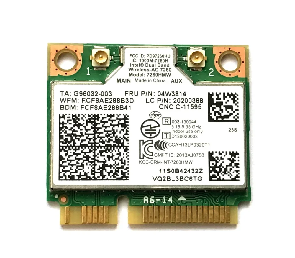 Intel 7260AC 7260HMW 802.11ac MINI PCI E 2 4G/5G Двухдиапазонная Wi Fi Карта Bluetooth 4 0 для THINKPAD S1 S440 S540 E440