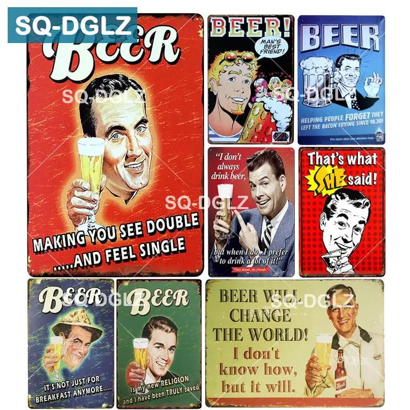 Фото [SQ-DGLZ] Новый Настенный декор для мужчин и пиво оловянный знак баров металлические