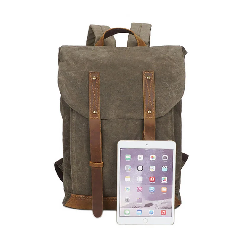 BOLEKE мужской холщовый рюкзак из натуральной кожи винтажная школьная сумка