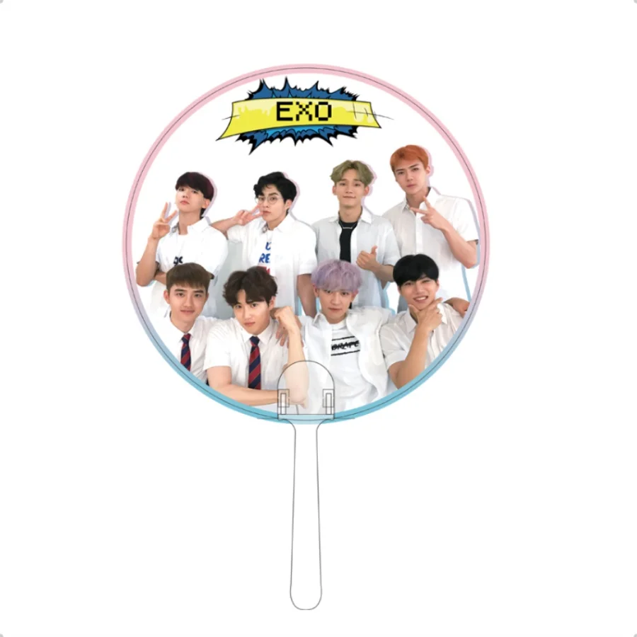 EXO Kpop EXO шесть юбилей портативный прозрачный ПВХ ручной держатель вентилятор Лето Baekhyun Sehun Chanyeol Kai EXO-L подарок - Цвет: EXO
