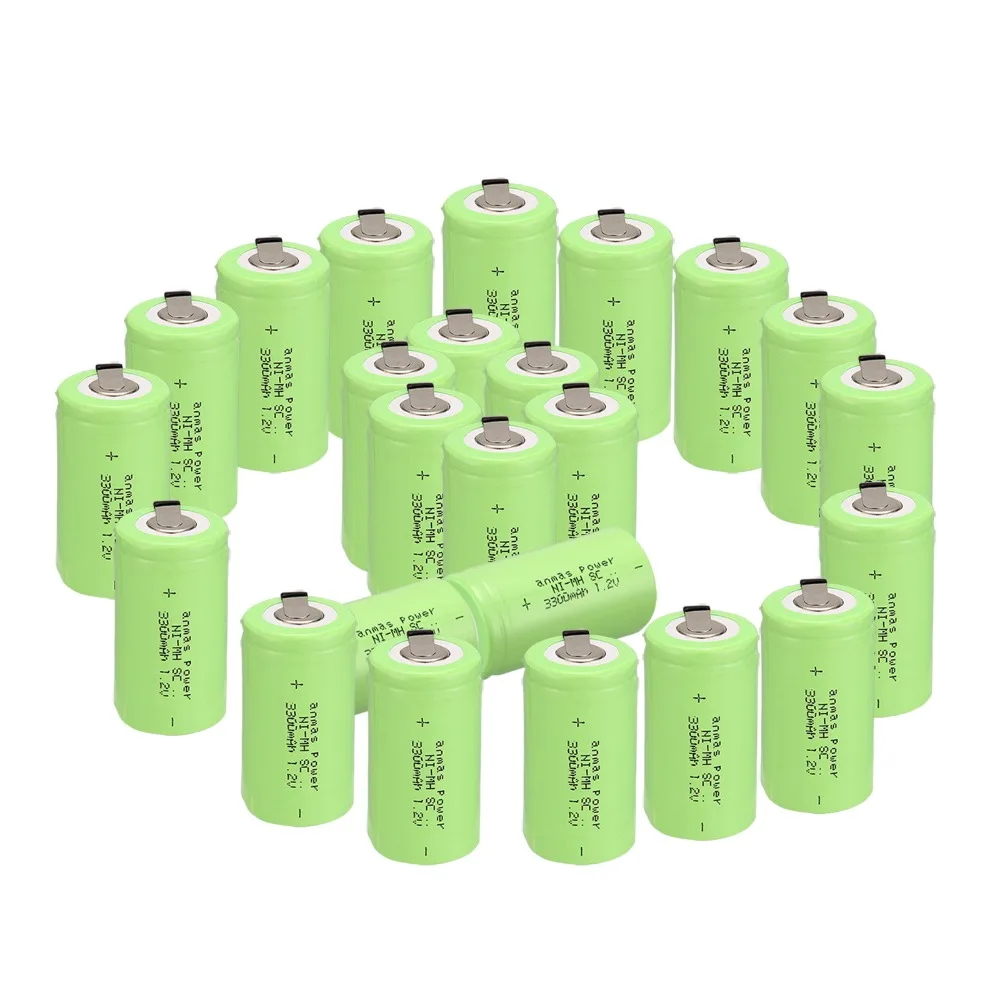 Российский продавец! Anmas power 24 шт. sub c SC батарея Ni-Cd аккумуляторная 3300mh с tab-зеленый