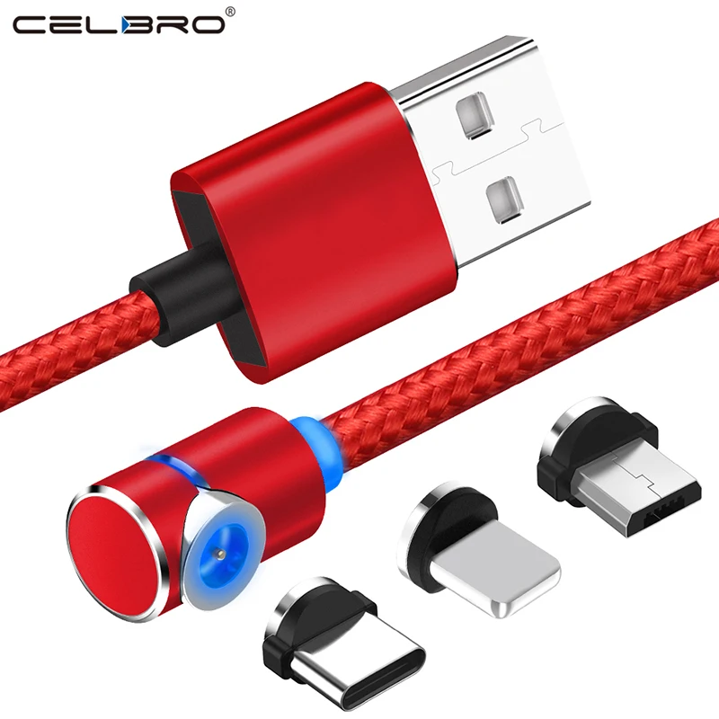 1 м 2 м 90 градусов Магнитный кабель Usb mi cro Usb type C зарядный провод шнур для Xiaomi mi 9 Pro samsung A50 A80 S10 шнур зарядного устройства