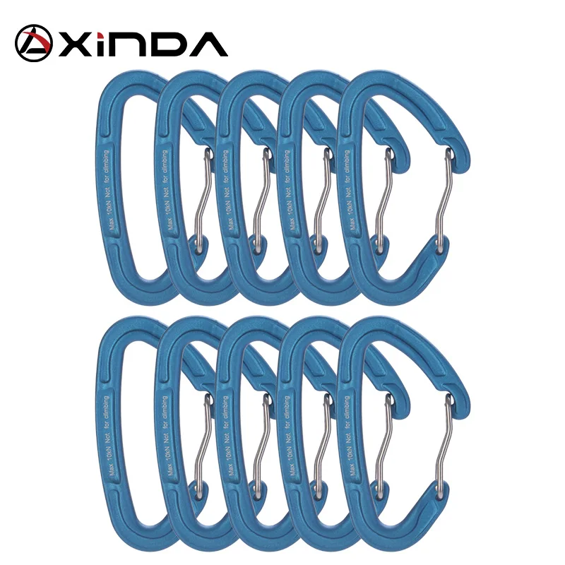 Blue-10PCS XINDA Professional 10KN Quickdraws зажим d-образной формы винтовой замок ворот маленький карабин алюминиевый сплав брелок наружное оборудование - Цвет: Blue-10PCS