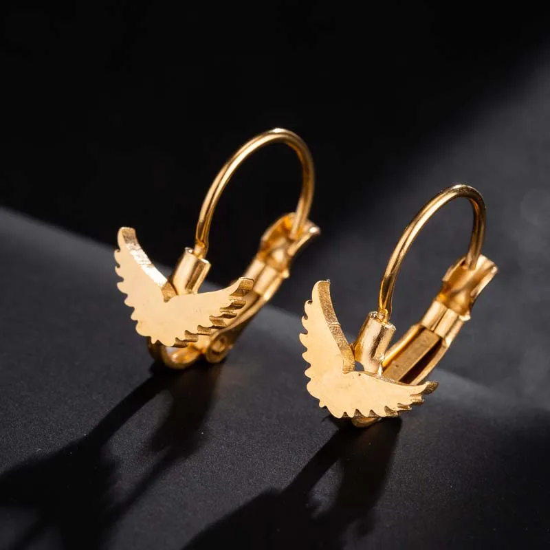 Wing Earrings Hfarich современный небольшой круглый серьги для женщин из нержавеющей стали Дерево жизни Пальма паук покупки серьги-кольца - Окраска металла: Wing Earrings