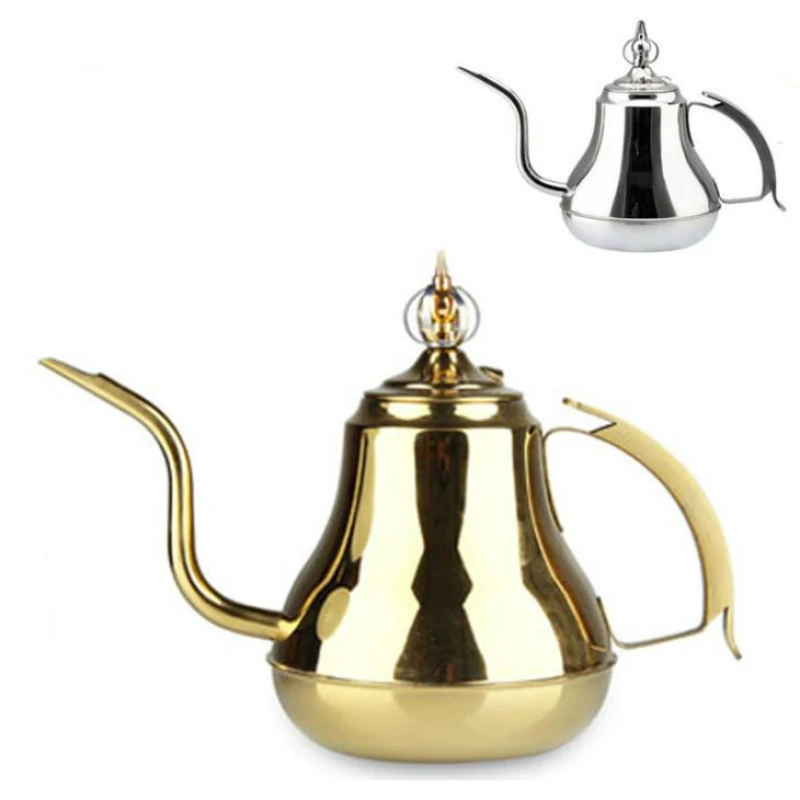 

304 Stainless Steel Pot Coffee Pot Palace Long Flagon Small Mouth Pot Large Pot Cooker Pot High-end Flat Kettle Free Shipping