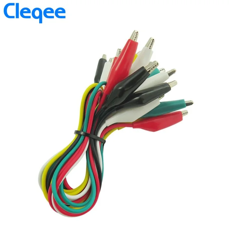 Cleqee P1025 10pcs Alligator Clips Electrical DIY Test Leads Alligator Double-ended Crocodile Clips Roach Clip Test Jumper Wire