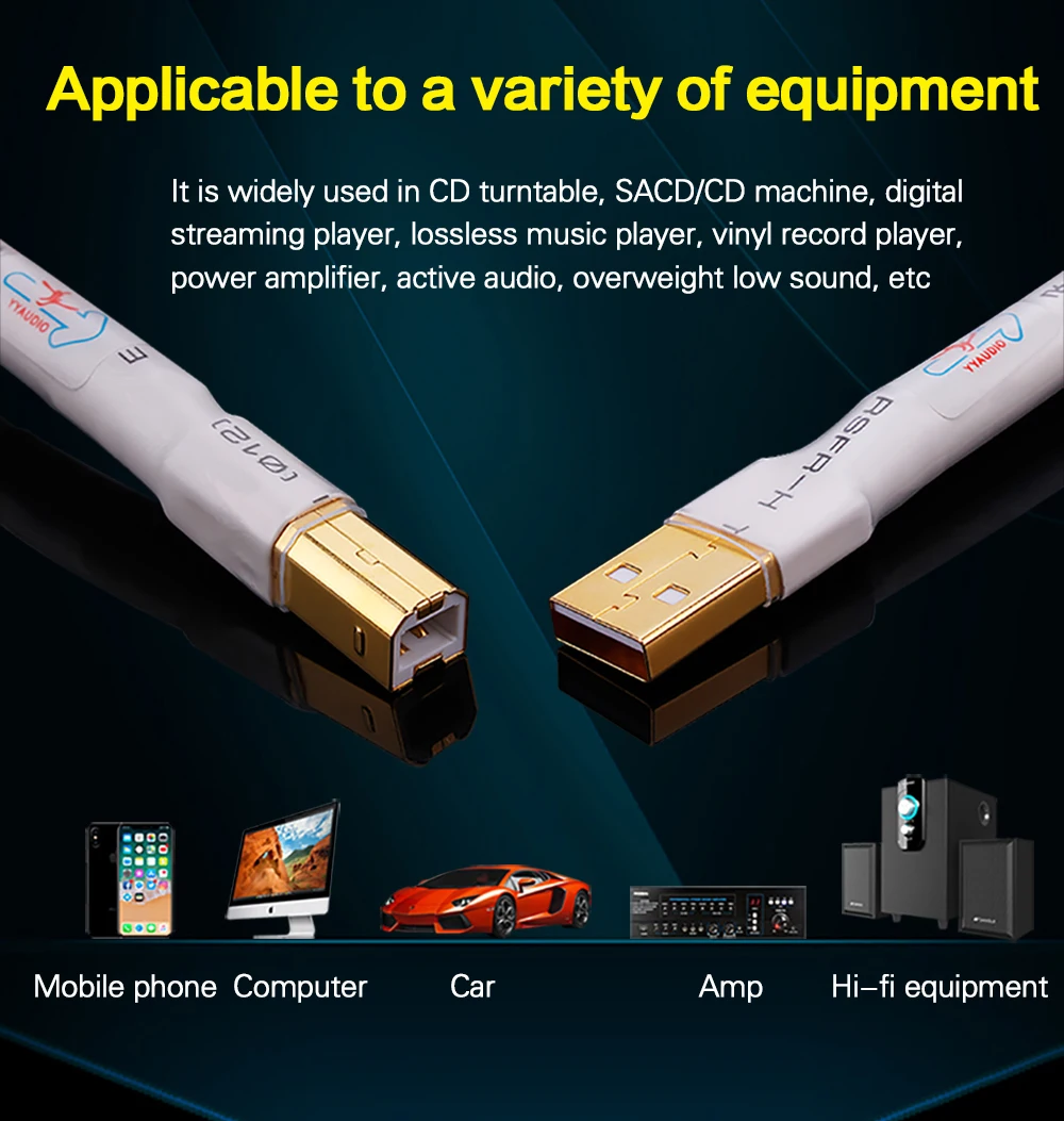 Посеребренный Hifi usb кабель высокого качества 6N OCC type A-B DAC Дата-кабель USB