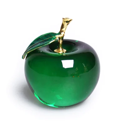 Green 1 рождественская Хрустальная Фигурка яблока, украшения с красивой подарочной коробкой, украшение для дома, искусство и коллекция, Рождественские Свадебные сувениры, подарки - Цвет: Green