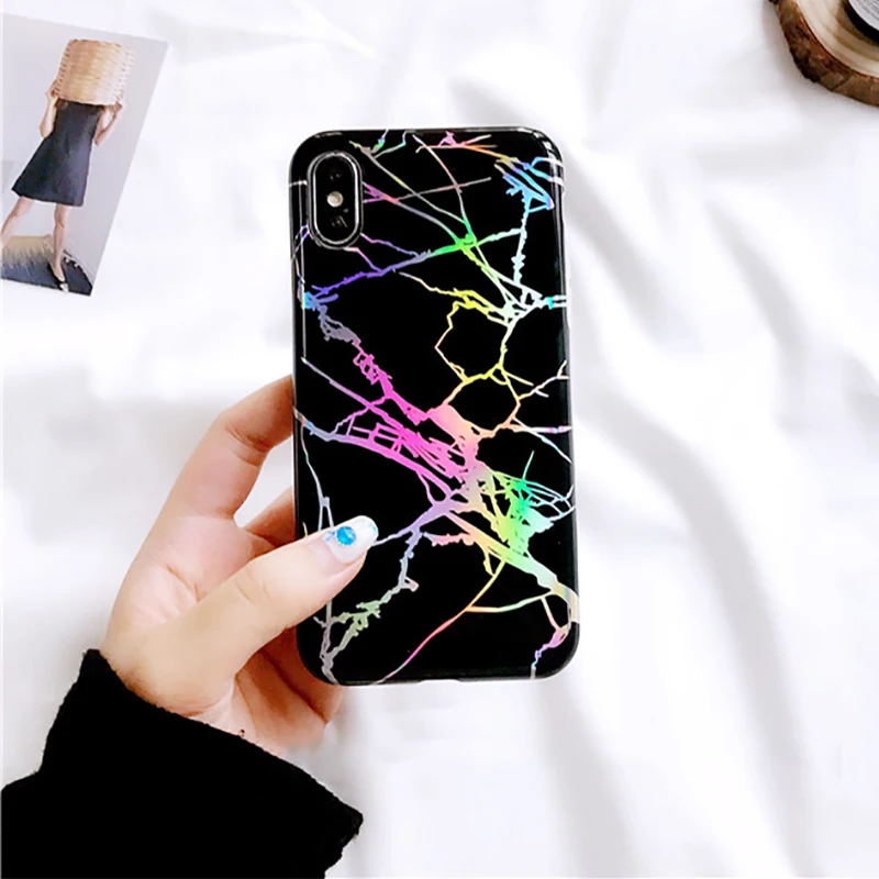 3 SUYACS глянцевый мраморный чехол для телефона для iPhone XS MAX XR X 6 6S 7 8 Plus, подставка, кольцо на палец, мягкий IMD лазерный чехол для телефона, чехол s - Цвет: 3