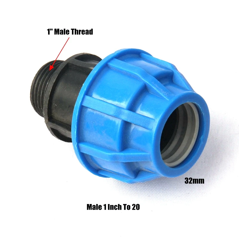 Male 1 Inch To 32 6 шт. 1/" 3/4" " до 20 25 32 мм, pe, труба, коннектор для орошения, водный шланг, быстроразъемные соединения - Цвет: Male 1 Inch To 32