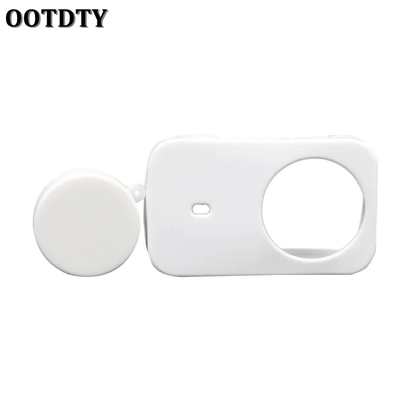 White OOTDTY Мягкий силиконовый чехол с защитной крышкой объектива для Xiaomi Mijia camera 4K - Цвет: White