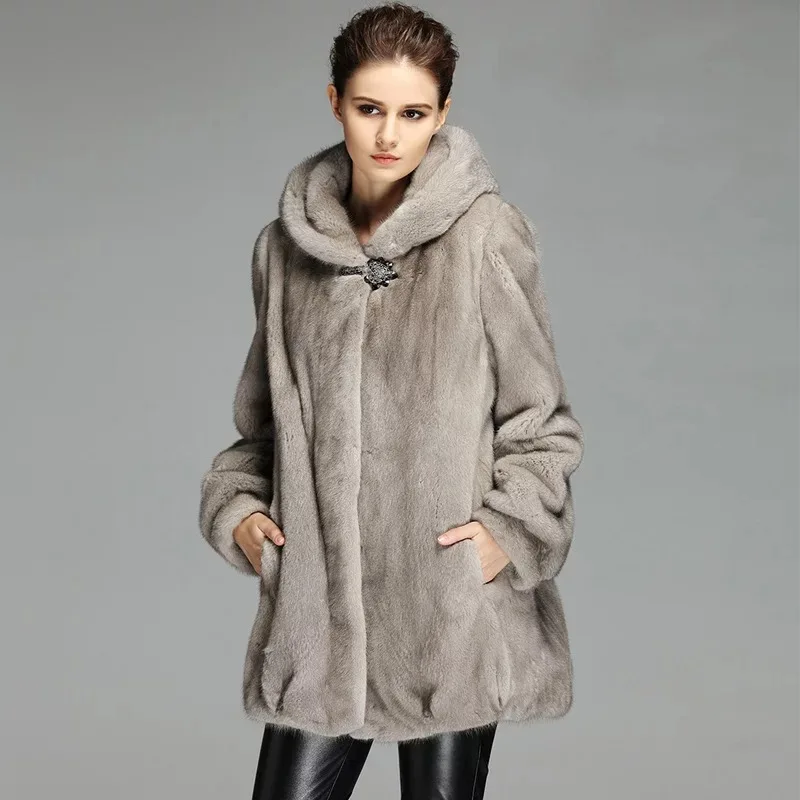 2021 бренд класса люкс для женщин натуральная норковая Меховая куртка длинная