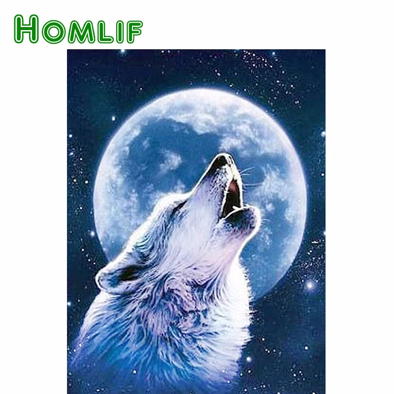 Алмазная вышивка HOMLIF волки лунный свет сделай сам 5d алмазная Раскрашивание по
