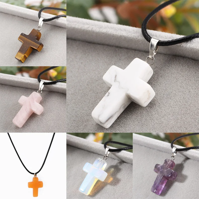 Ожерелье с подвеской из натурального камня Bespmosp колье чокер камня|chaine collier|leather