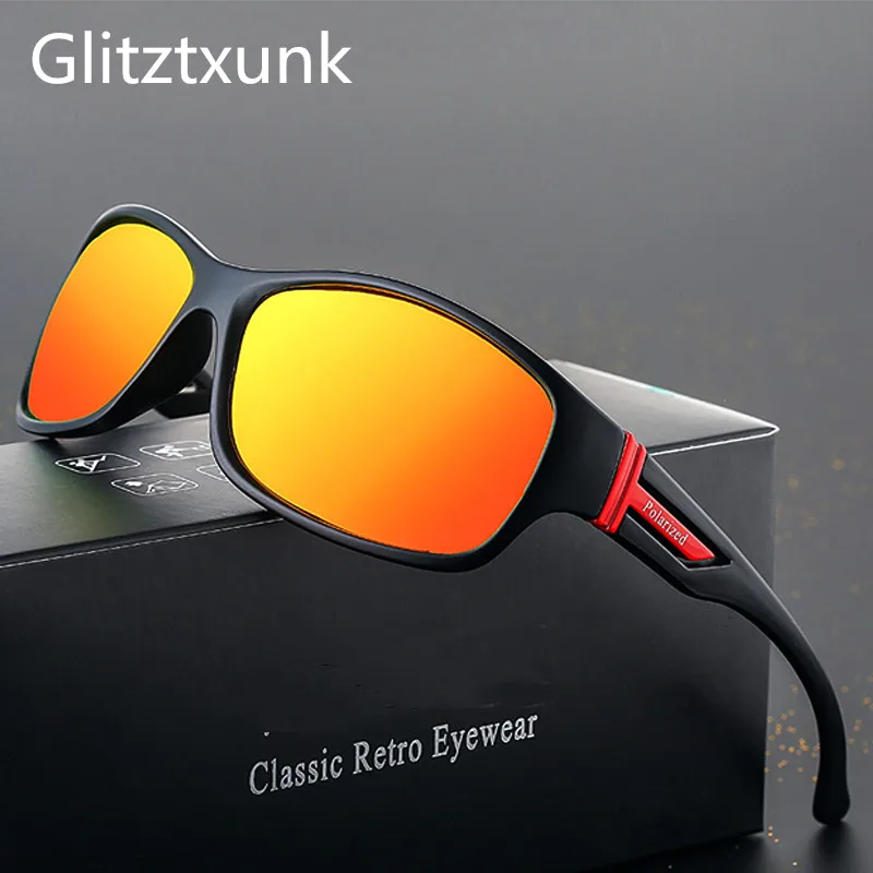Glitztxunk новые спортивные поляризованные солнцезащитные очки для мужчин и женщин UV400 Винтажные Квадратные Солнцезащитные очки для мужчин уличные очки okulary
