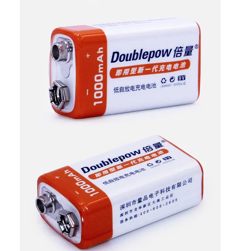 2 шт./компл. Doublepow 9V 1000 мА/ч литий ионный аккумулятор для дверей ЛСД Перезаряжаемые