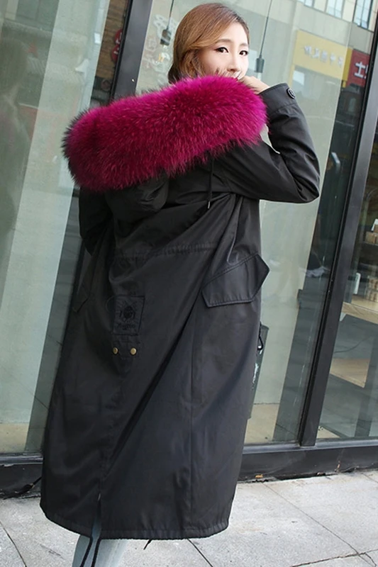 

You Come From The Stars With A Fox Raccoon Fur Coat Liner Female Knee Paragraph Long Section Parka
