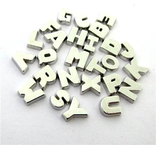 Новое поступление 26 шт./лот серебро букв плавающие амулеты живое стекло память