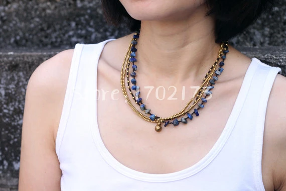 Ожерелье лазурит женское с натуральным камнем|jewelry leather necklace|jewelry box necklace holdernecklace