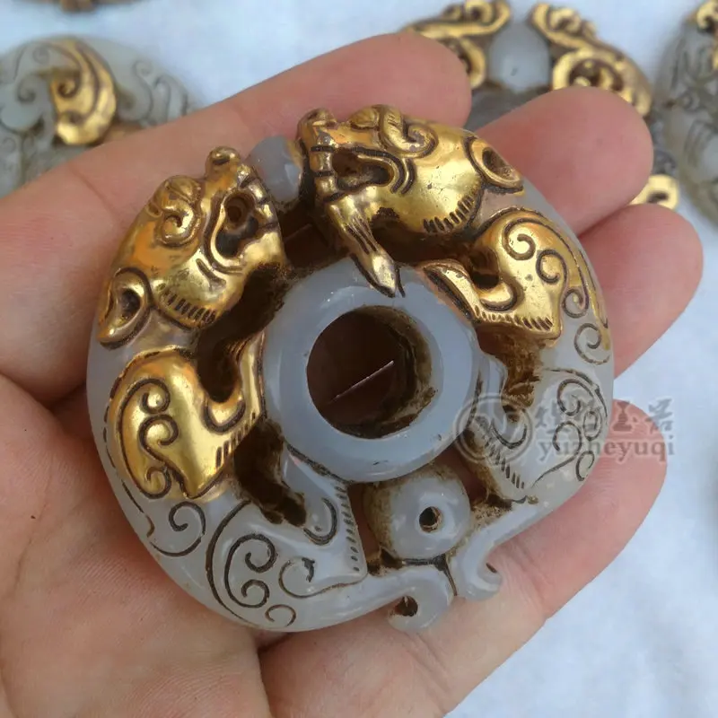 7 latest styles Collect the jade figurine of old carving in China which is plated with gold and imitation dragon | Дом и сад