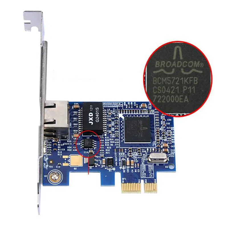 Сетевая карта Broadcom NetXtreme BCM5751/5721 10/100/1000 м гигабитная настольная PCI express RJ45 сетевая