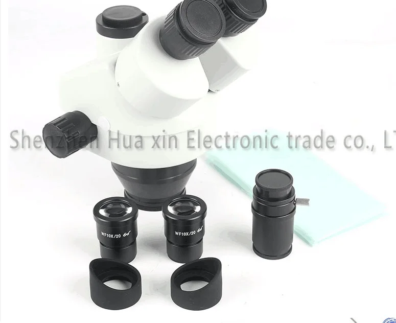 Trinocular Microscope 7-45X Continuous Zoom Stereo Rail Rotating Holder Guide Bracket Stand+144 LED Light |