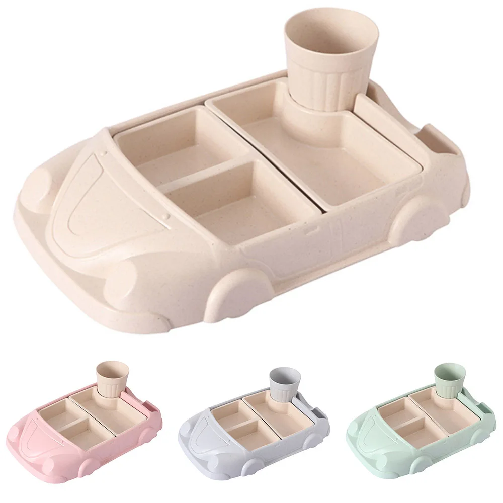 Baby Food Containers Bamboo Fiber Infant training dishes feeding Set Car shape Bowl Cup Plates Sets Children Tableware | Мать и ребенок