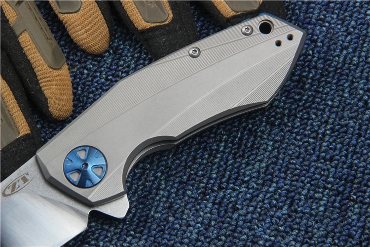 Титан складной нож zt0456 Флиппер Карманный EDC тактический 59HRC D2 Лезвие Открытый