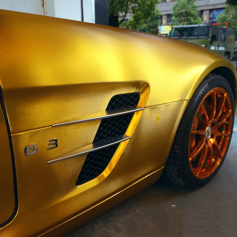 

Brushed Matte Metallic Pearl Covering Film Car Carwrap With Air Bubble 1.52x18m/roll Gold Yellow