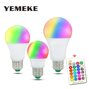 Светодиодная лампа E27 RGB 5 Вт 10 Вт 15 Вт, цветная светодиодная лампа RGB, сценический светильник, праздничная лампа, дискотека 24Key светодиодная RGBW лампа, для домашнего Рождественского украшения