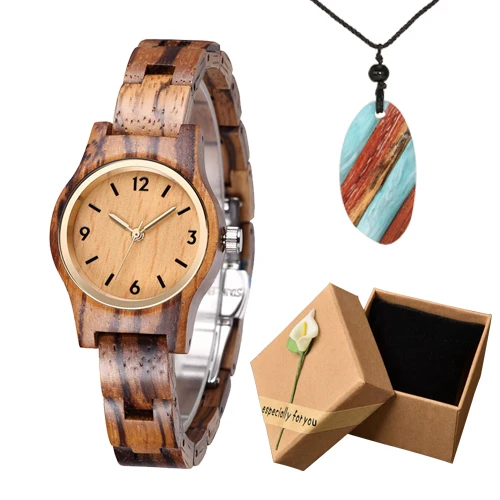 zebra watch box gift Современные креативные дизайнерские черные часы Деревянные маленькие женские часы деревянный браслет ремешок Кварцевые женские модные наручные часы в подарок - Цвет: zebra watch box gift