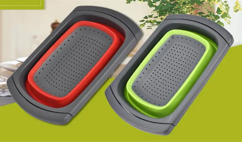 Collapsible Scalable Silicone Colander Folding Kitchen Silicone Strainer Fruit Vegetable Wash Colanders kitchen Cooking Tool