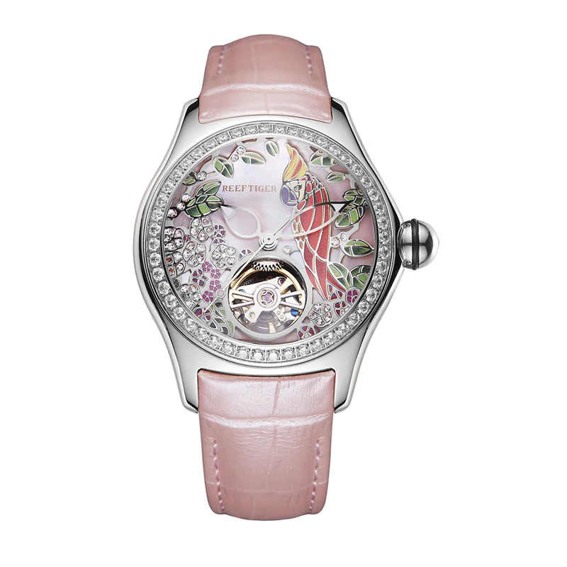 Reef Tiger/RT лучшие брендовые модные часы Reloj Mujer женские automatic Tourbillon кожаные модельные Часы Relogio Feminino RGA7105 - Цвет: 5