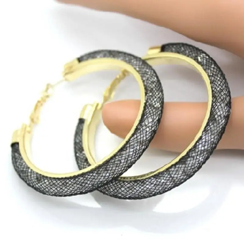 Fashion Gold Color 18 Colors Mesh Chain Hoop Earrings For Women Crystal New Design Circles Ornaments Jewelry Gifts | Украшения и