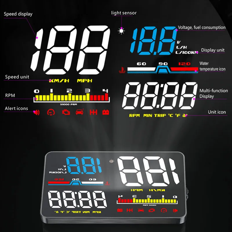 GEYIREN D5000 налобный дисплей OBD пленка умный Спидометр температура Автомобильная
