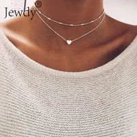 double layer pendant heart necklace gold silver color choker women phase bijoux collier femme maxi necklaces boho party jewelry