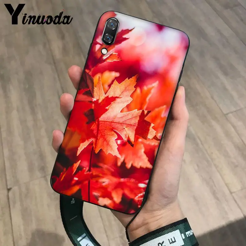 Yinuoda выпадающий лист клена ТПУ черный чехол для телефона Huawei P9 P10 Plus Mate9 Mate10 Lite P20 Pro