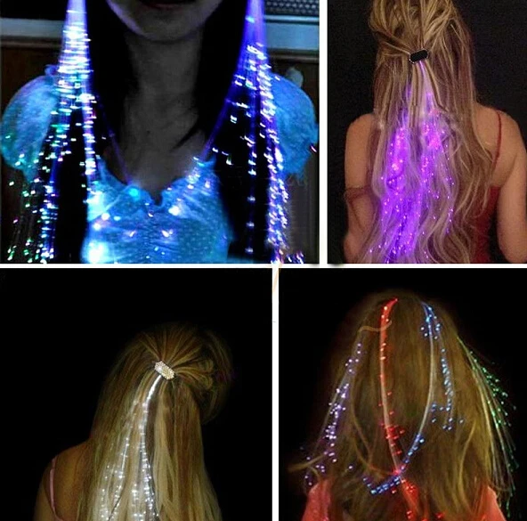 Украшения для Хэллоуина Rave 6 шт. светящееся волокно светодиодный цвет волосы